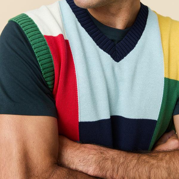 Rowing Blazers Men's Cotton Patchwork Vest Multicolor Block