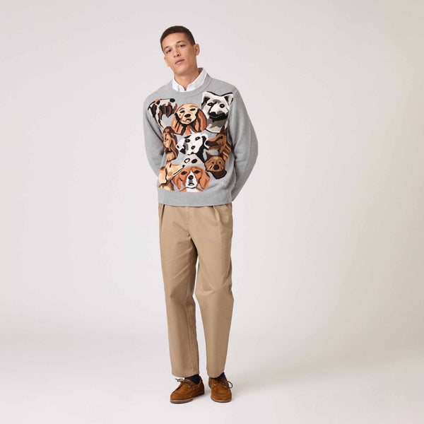Rowing Blazers Men's Cotton Pile Of Dogs Sweater Heather Grey