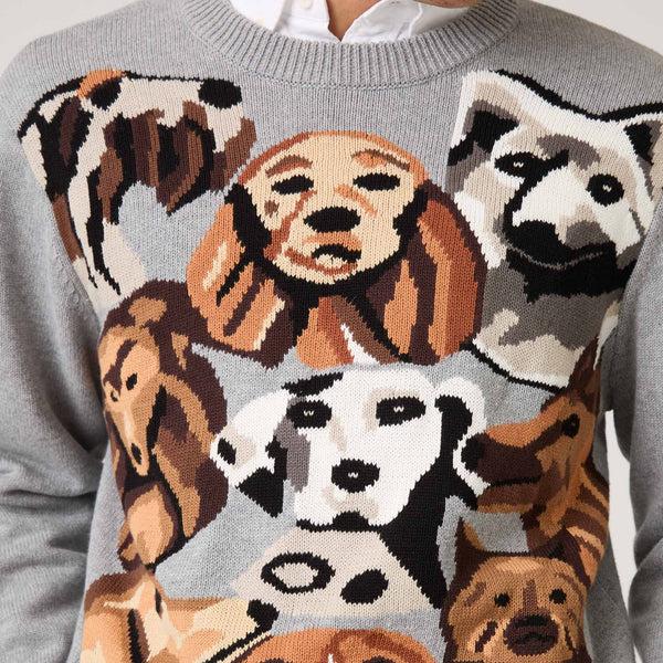 Rowing Blazers Men's Cotton Pile Of Dogs Sweater Heather Grey