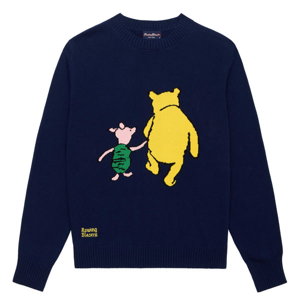 rowing blazers Men's Cotton Pooh and Piglet Sweater Navy