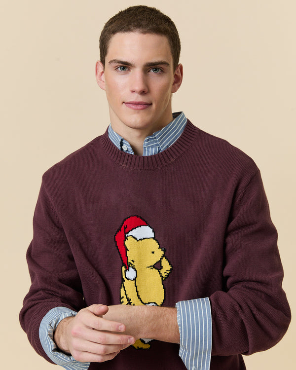 Rowing Blazers Men's Cotton Santa Pooh Sweater Burgundy