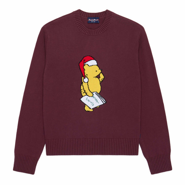 rowing blazers Men's Cotton Santa Pooh Sweater Burgundy