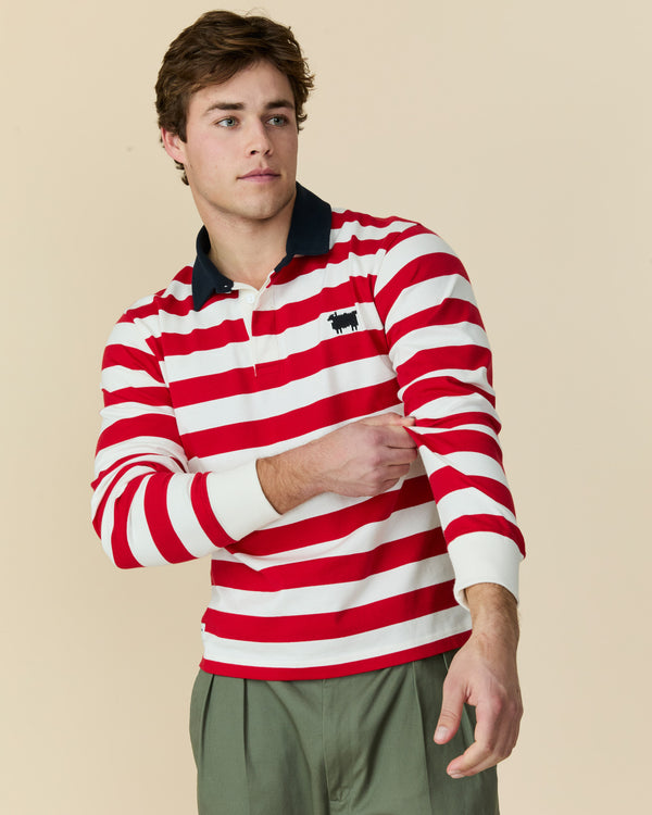 Rowing Blazers Men's Cotton Sheep Color Block Rugby Red