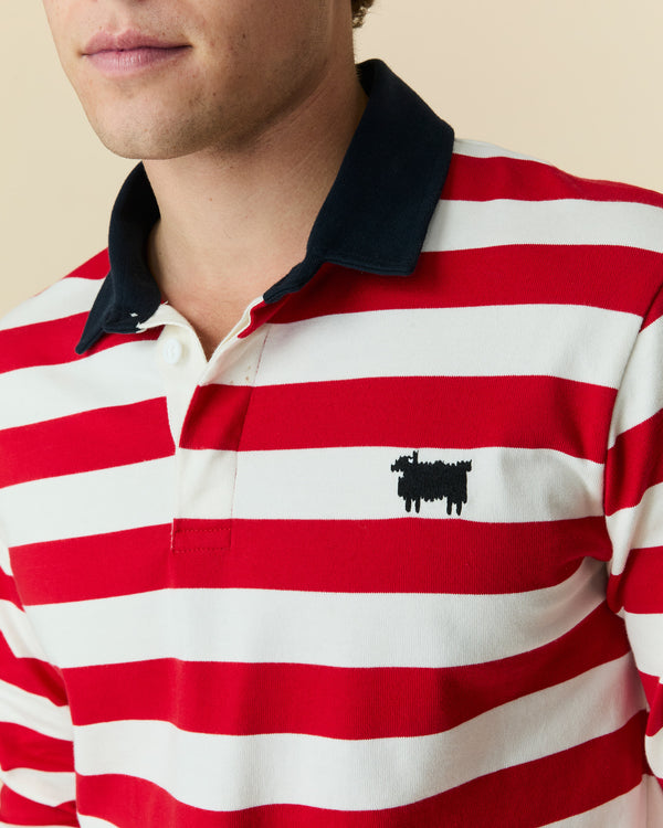 Rowing Blazers Men's Cotton Sheep Color Block Rugby Red