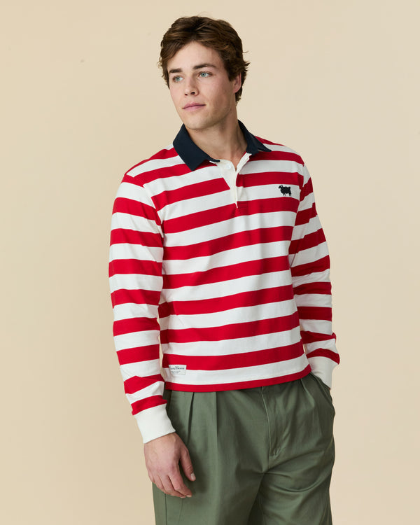 Rowing Blazers Men's Cotton Sheep Color Block Rugby Red