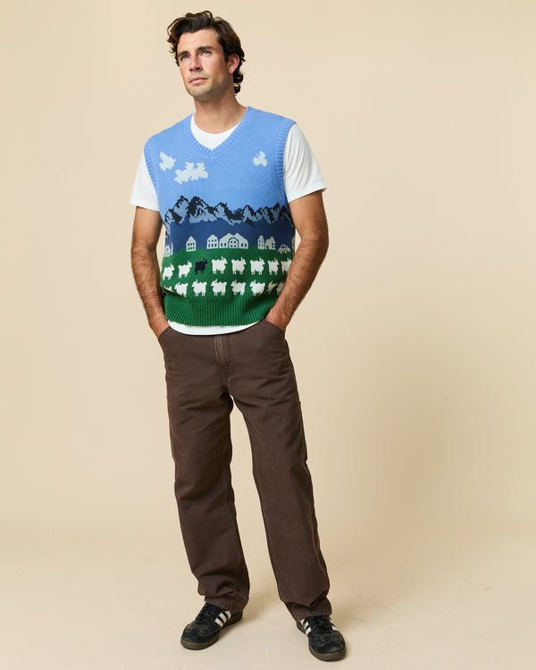 Rowing Blazers Men's Cotton Sheep Fairisle Sweater Vest Blue