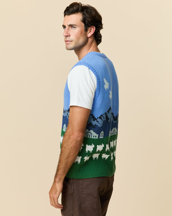 Rowing Blazers Men's Cotton Sheep Fairisle Sweater Vest Blue