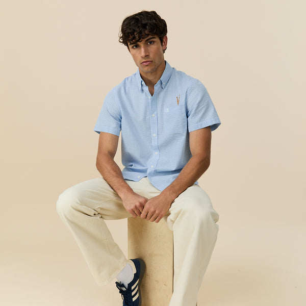 Rowing Blazers Men's Cotton Single Pocket Baguette Shirt Blue/White Gingham