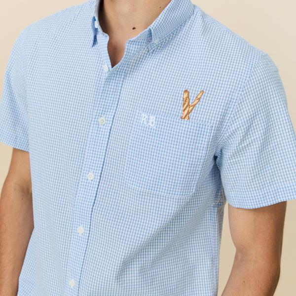 Rowing Blazers Men's Cotton Single Pocket Baguette Shirt Blue/White Gingham