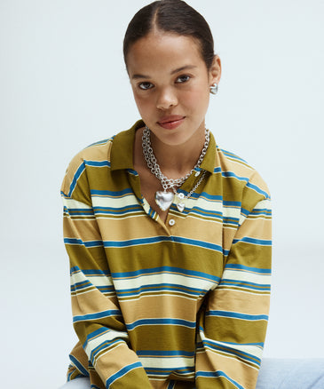 Rowing Blazers Men's Cotton Striped Sports Retro Rugby Navy Block Stripe