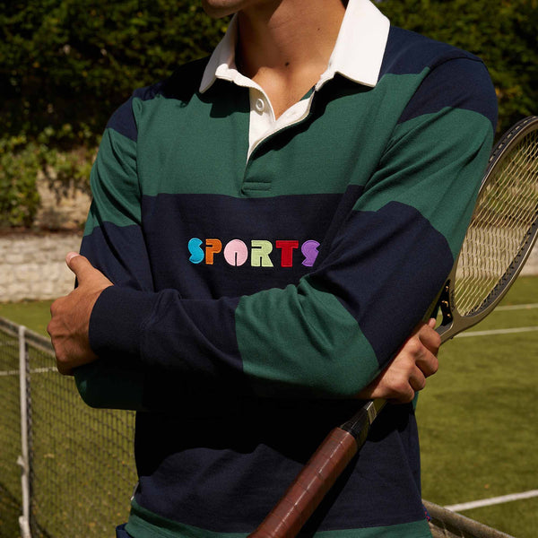 Rowing Blazers Men's Cotton Striped Sports Retro Rugby Navy Block Stripe