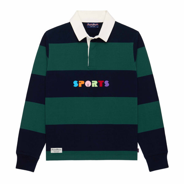 rowing blazers Men's Cotton Striped Sports Retro Rugby Navy Block Stripe