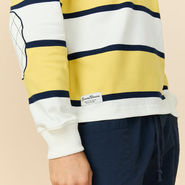 Rowing Blazers Men's Cotton Tide Stripe Elbow Patch Rugby Yellow Stripe