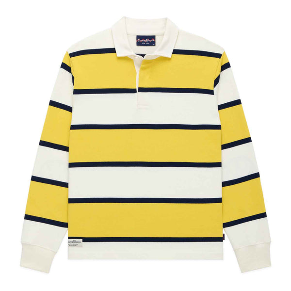rowing blazers Men's Cotton Tide Stripe Elbow Patch Rugby Yellow Stripe