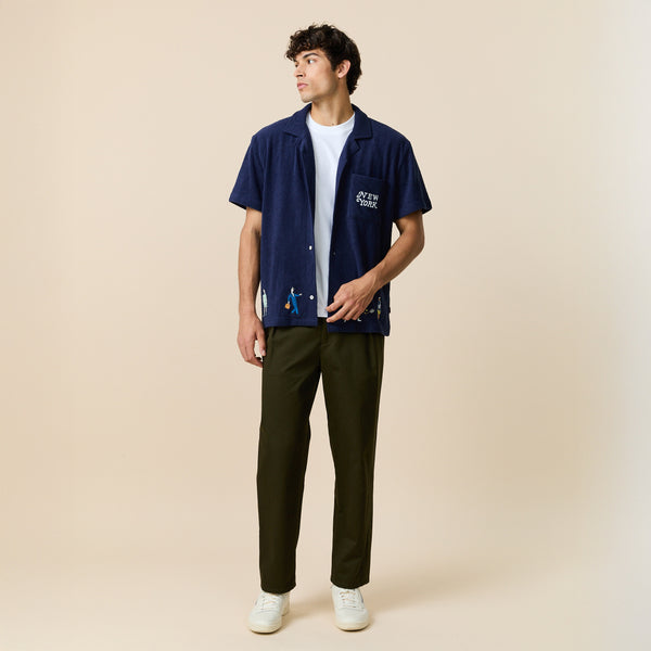 Rowing Blazers Men's Cotton Twill Pleated Relaxed Pant Dark Olive