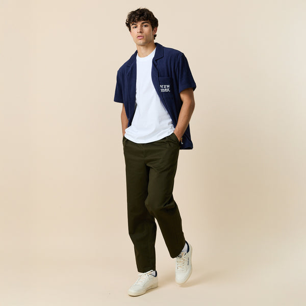 Rowing Blazers Men's Cotton Twill Pleated Relaxed Pant Dark Olive