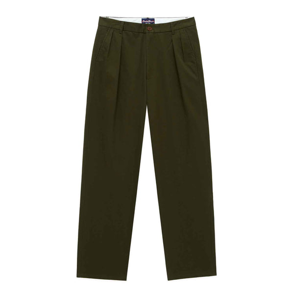 rowing blazers Men's Cotton Twill Pleated Relaxed Pant Dark Olive