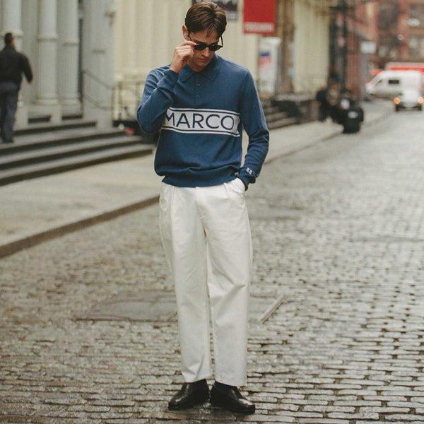 Rowing Blazers Men's Cotton Twill Pleated Relaxed Pant Off White