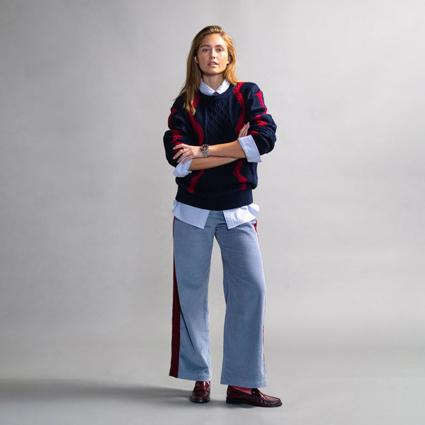 Rowing Blazers Men's Cotton Zig Zag Cableknit Sweater Navy