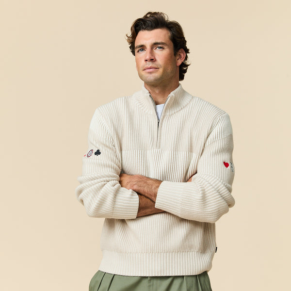 Rowing Blazers Men's Gambling Cashmere Quarter Zip Cream