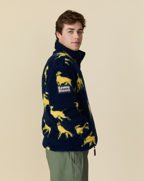 Rowing Blazers Men's Golden Retriever Sherpa Zip Jacket Navy