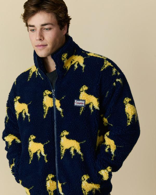Rowing Blazers Men's Golden Retriever Sherpa Zip Jacket Navy