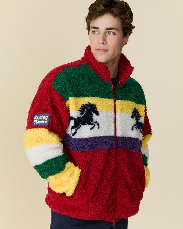 rowing blazers Men's Horse Blocked Sherpa Multi-Color