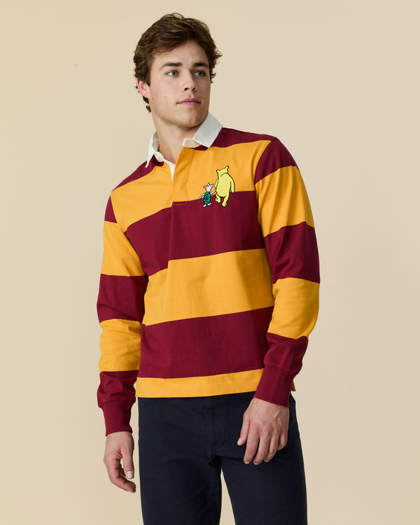 Rowing Blazers Men's Lightweight Stripe Cotton Winnie-the-Pooh Rugby Burgundy