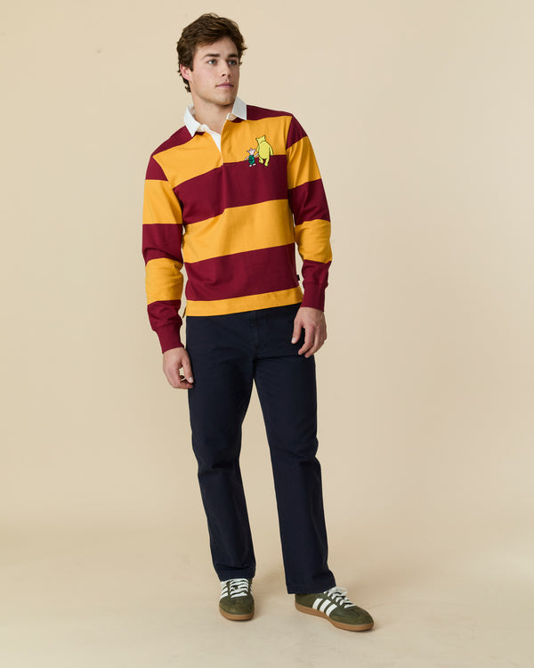Rowing Blazers Men's Lightweight Stripe Cotton Winnie-the-Pooh Rugby Burgundy