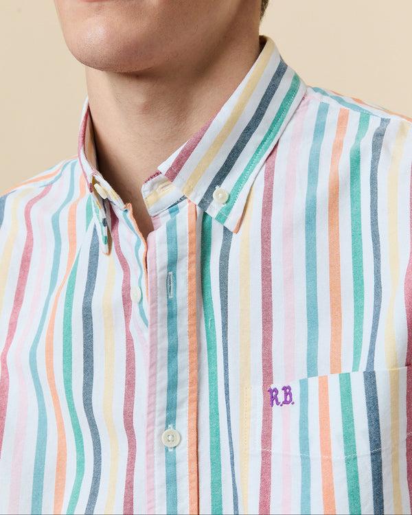 Rowing Blazers Men's Long Sleeve Classic Fit Stripe Oxford Shirt Candy Stripe