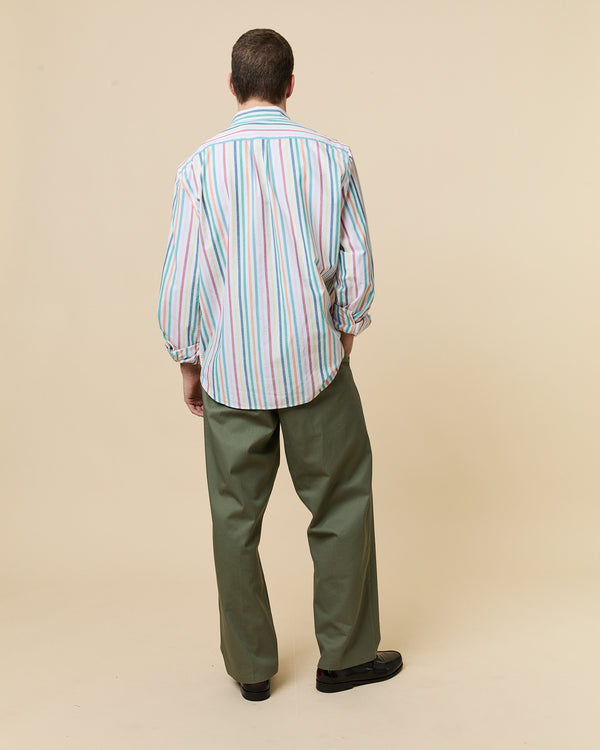 Rowing Blazers Men's Long Sleeve Classic Fit Stripe Oxford Shirt Candy Stripe