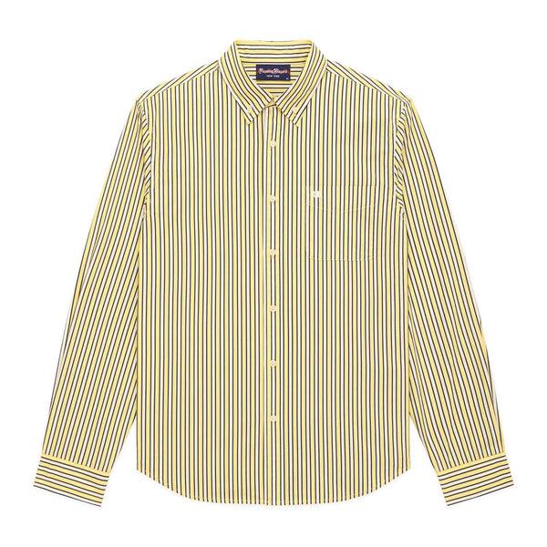 rowing blazers Men's Long Sleeve Classic Fit Stripe Poplin Shirt Yellow Vertical Stripe