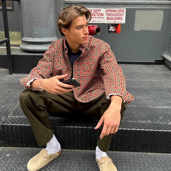 Rowing Blazers Men's Oversized Printed Canvas Shirt Geo Floral