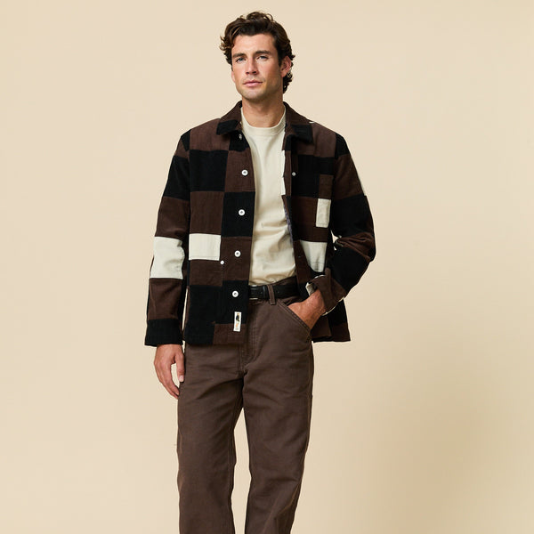 Rowing Blazers Men's Patchwork Corduroy Chore Jacket Brown Patchwork