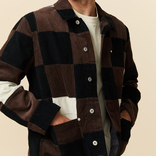 Rowing Blazers Men's Patchwork Corduroy Chore Jacket Brown Patchwork