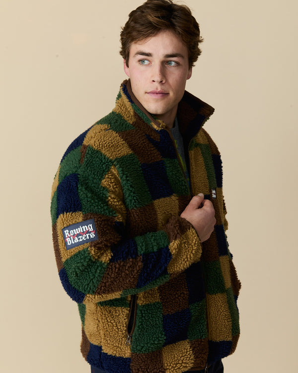 Rowing Blazers Men's Patchwork Sherpa Jacket Brown Multi