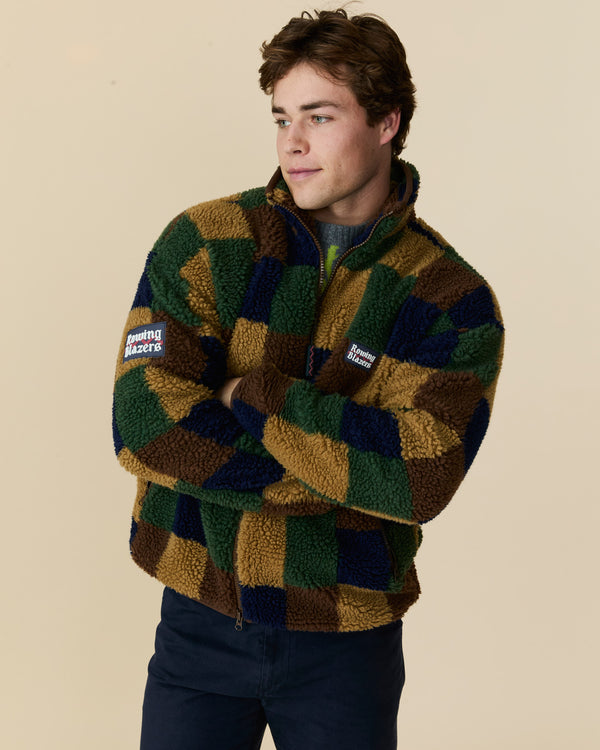 Rowing Blazers Men's Patchwork Sherpa Jacket Brown Multi