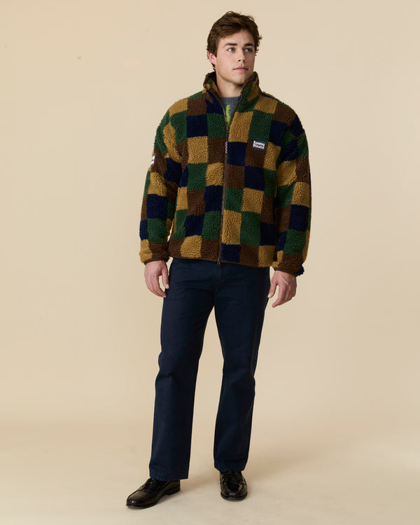 Rowing Blazers Men's Patchwork Sherpa Jacket Brown Multi