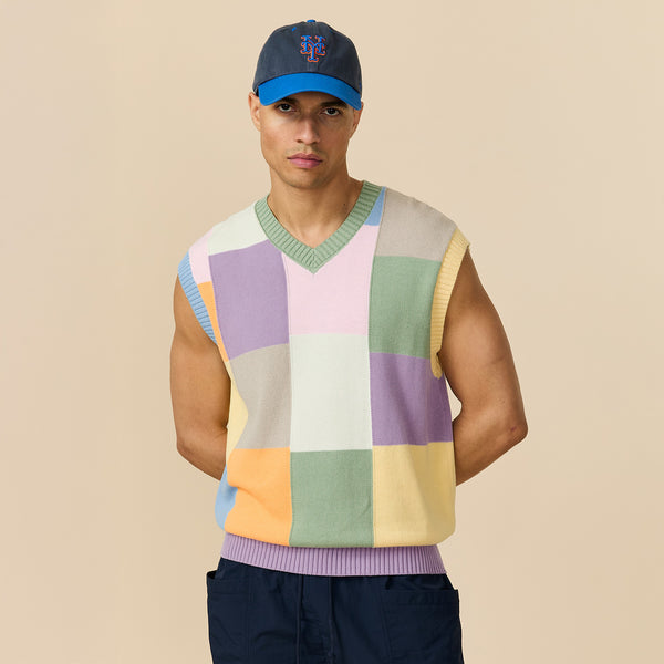 Rowing Blazers Men's Patchwork Sweater Vest Pastel Patchwork Multi