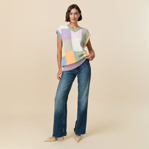 Rowing Blazers Men's Patchwork Sweater Vest Pastel Patchwork Multi