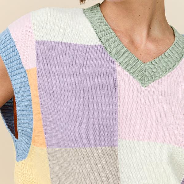 Rowing Blazers Men's Patchwork Sweater Vest Pastel Patchwork Multi