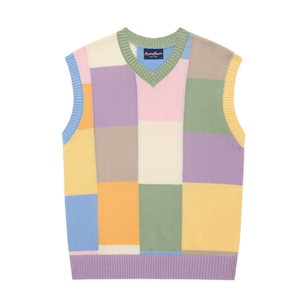 rowing blazers Men's Patchwork Sweater Vest Pastel Patchwork Multi