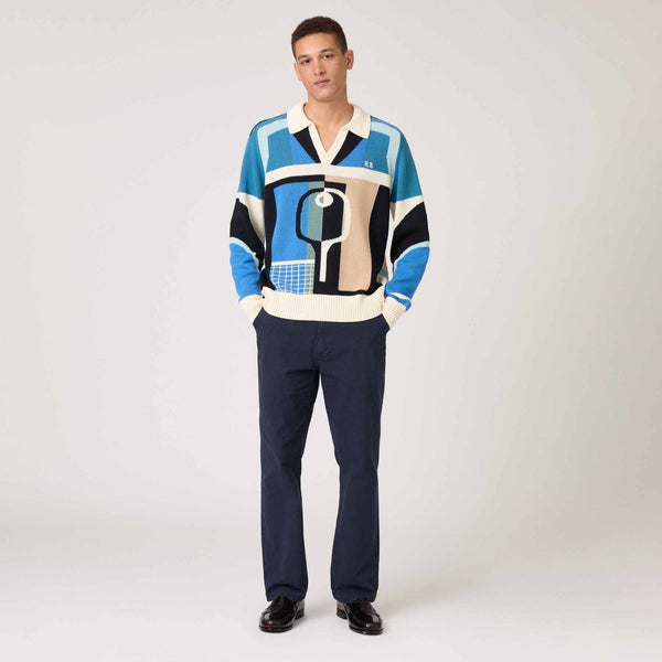 Rowing Blazers Men's Pickleball Sweater Blue Brown Multicolor