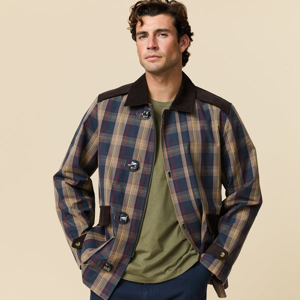 Rowing Blazers Men's Plaid Oilcloth Coat Dark Brown