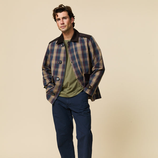 Rowing Blazers Men's Plaid Oilcloth Coat Dark Brown