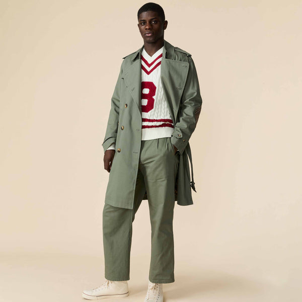 Rowing Blazers Men's Pleated Cotton Twill Pant Dark Olive