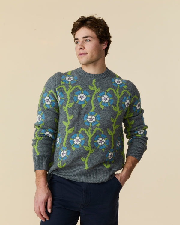 Rowing Blazers Men's Roses Sweater Heather Grey Multi