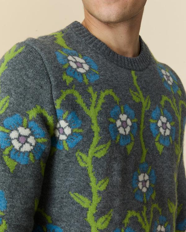 Rowing Blazers Men's Roses Sweater Heather Grey Multi
