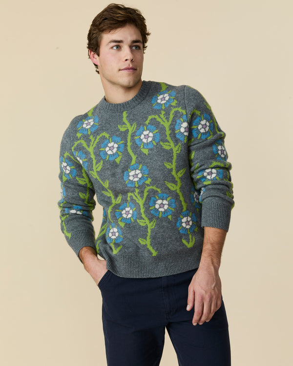 Rowing Blazers Men's Roses Sweater Heather Grey Multi