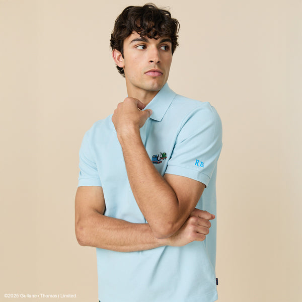 Rowing Blazers Men's Short Sleeve Thomas & Friends™ Pique Polo Light Blue